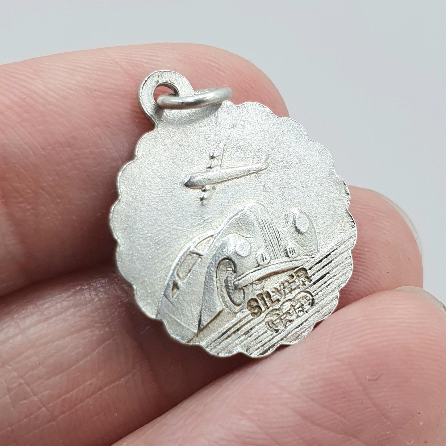 Vintage Sterling Silver GEORG JENSEN St Christopher Pendant Necklace Double Sided Car Plane Womens Mens Unisex Jewellery Jewelry