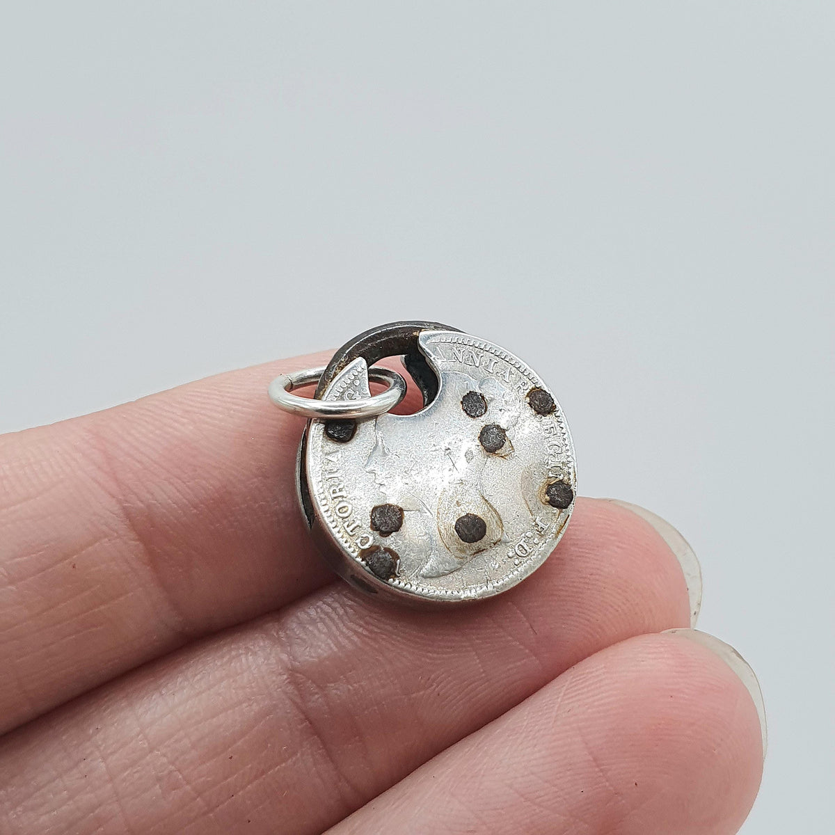 Antique Victorian Solid Silver Coin Padlock Charm Pendant Necklace Victorian Threepence Coin Jewellery Jewelry