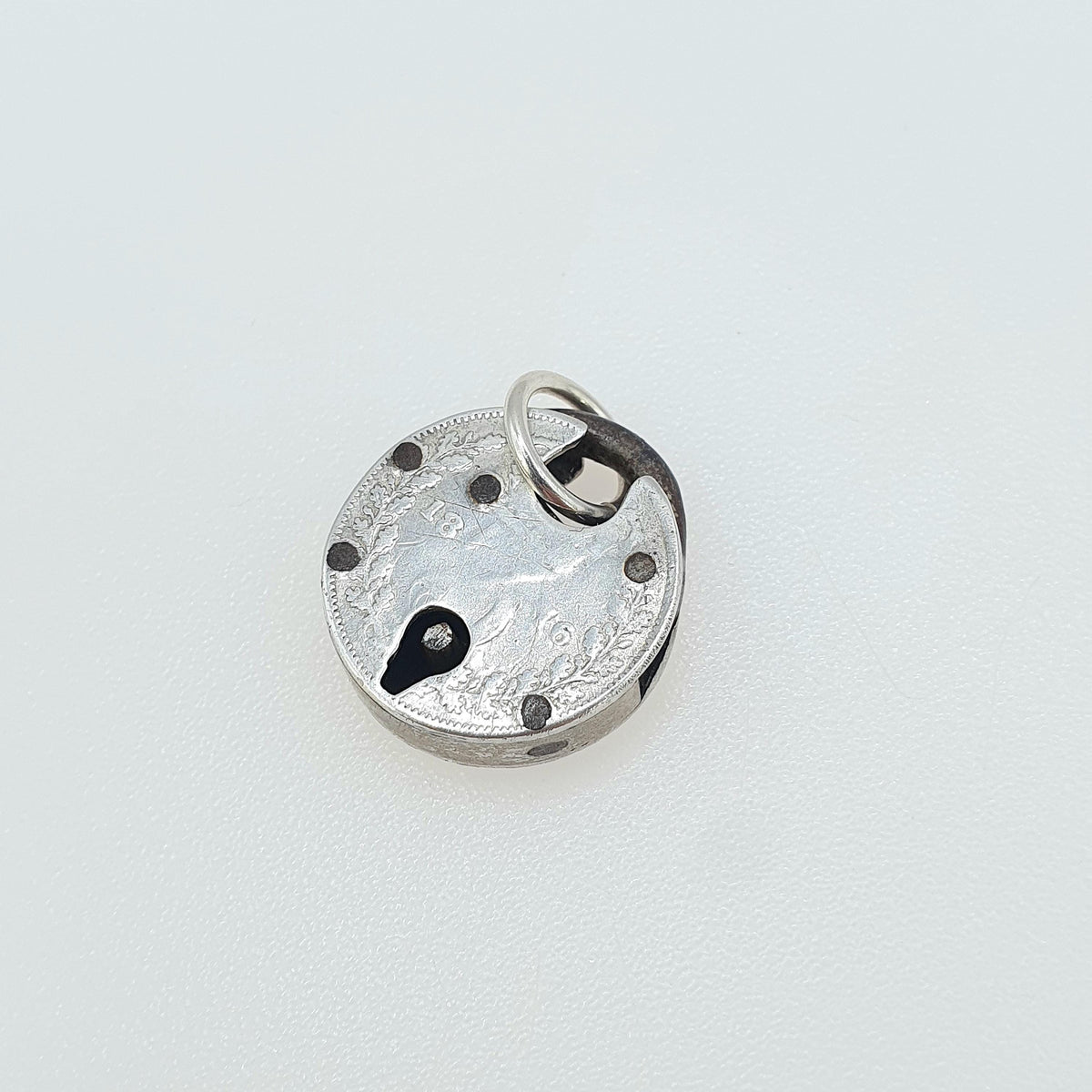Antique Victorian Solid Silver Coin Padlock Charm Pendant Necklace Victorian Threepence Coin Jewellery Jewelry