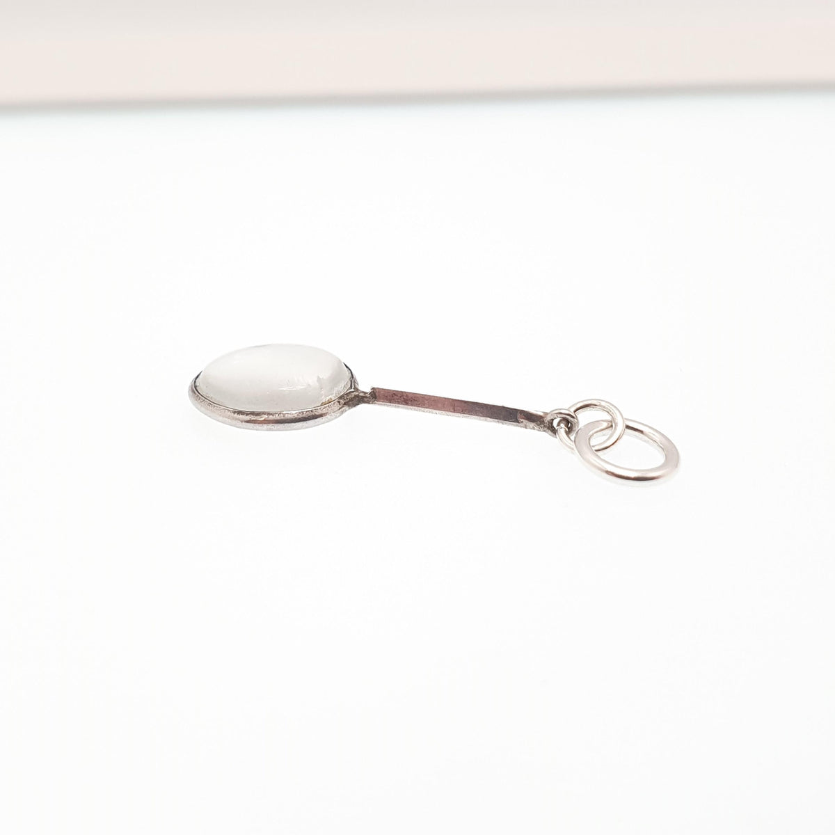 Antique Moonstone Necklace Solid Silver Pendant Drop Hanging Oval Cut Gemstone Adularescence Vintage Jewelry Jewellery