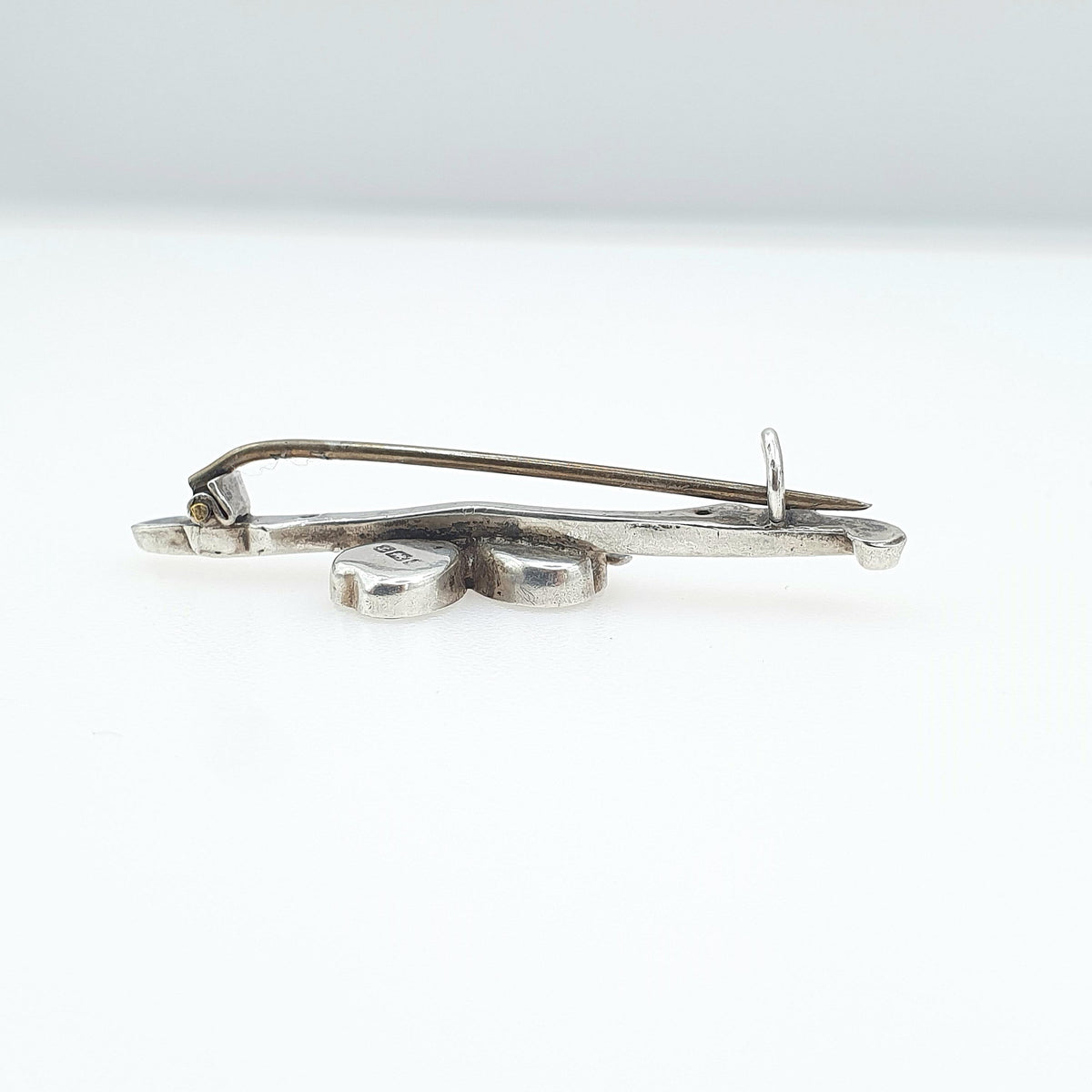 Antique Sterling Silver Connemara Marble Clover Brooch 1914 Hallmark Irish Three Leaf Good Lucky Celtic Vintage Womens Jewelry Jewelry