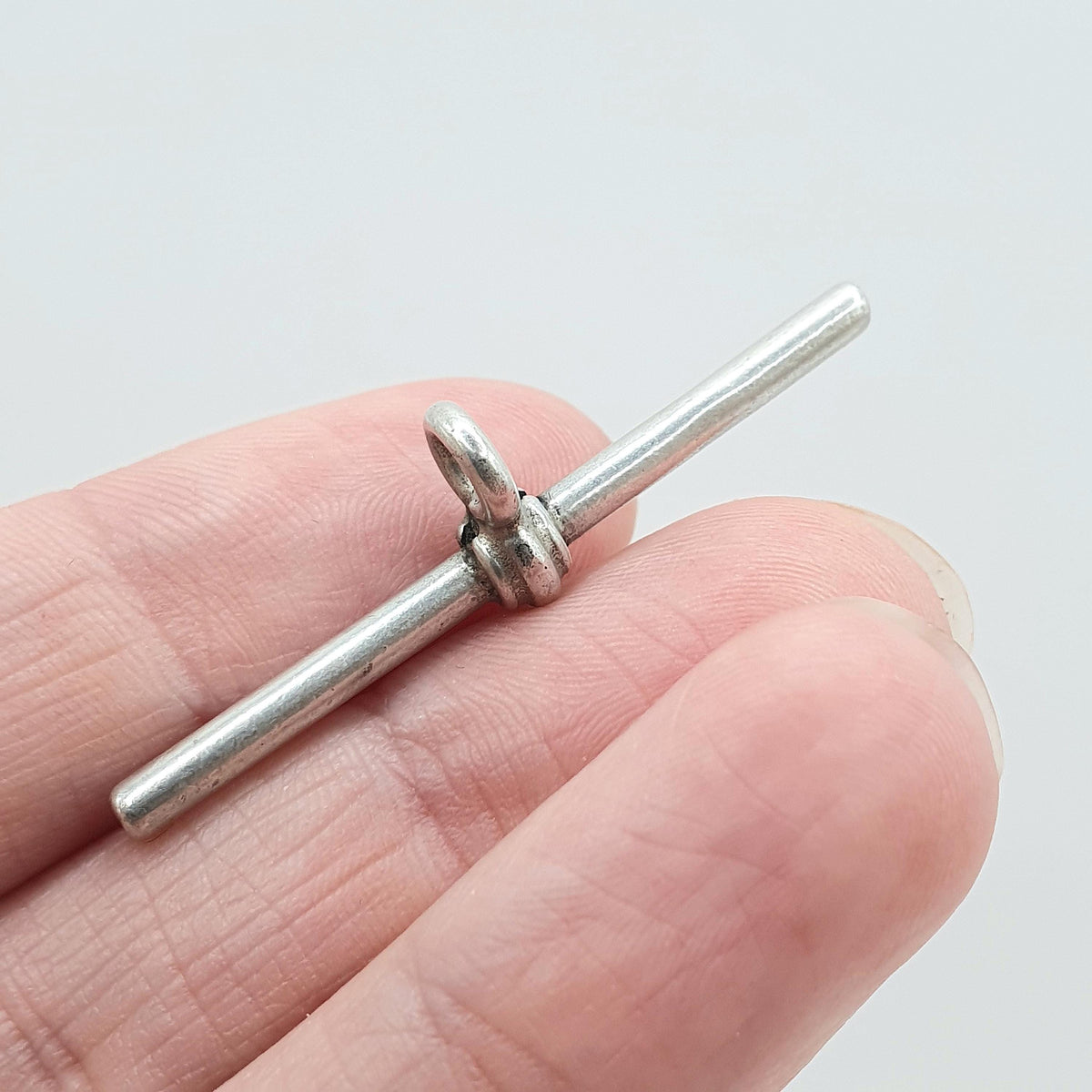 Antique Sterling Silver T Bar Pendant Fob Necklace 1924 Hallmark Albert Chain Large Unisex Jewelry Jewellery Charm Womens Mens