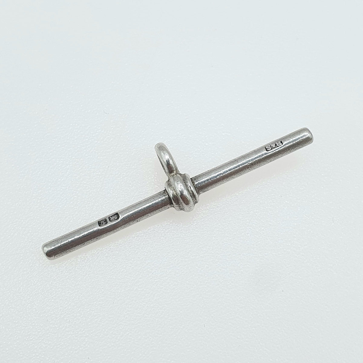 Antique Sterling Silver T Bar Pendant Fob Necklace 1924 Hallmark Albert Chain Large Unisex Jewelry Jewellery Charm Womens Mens