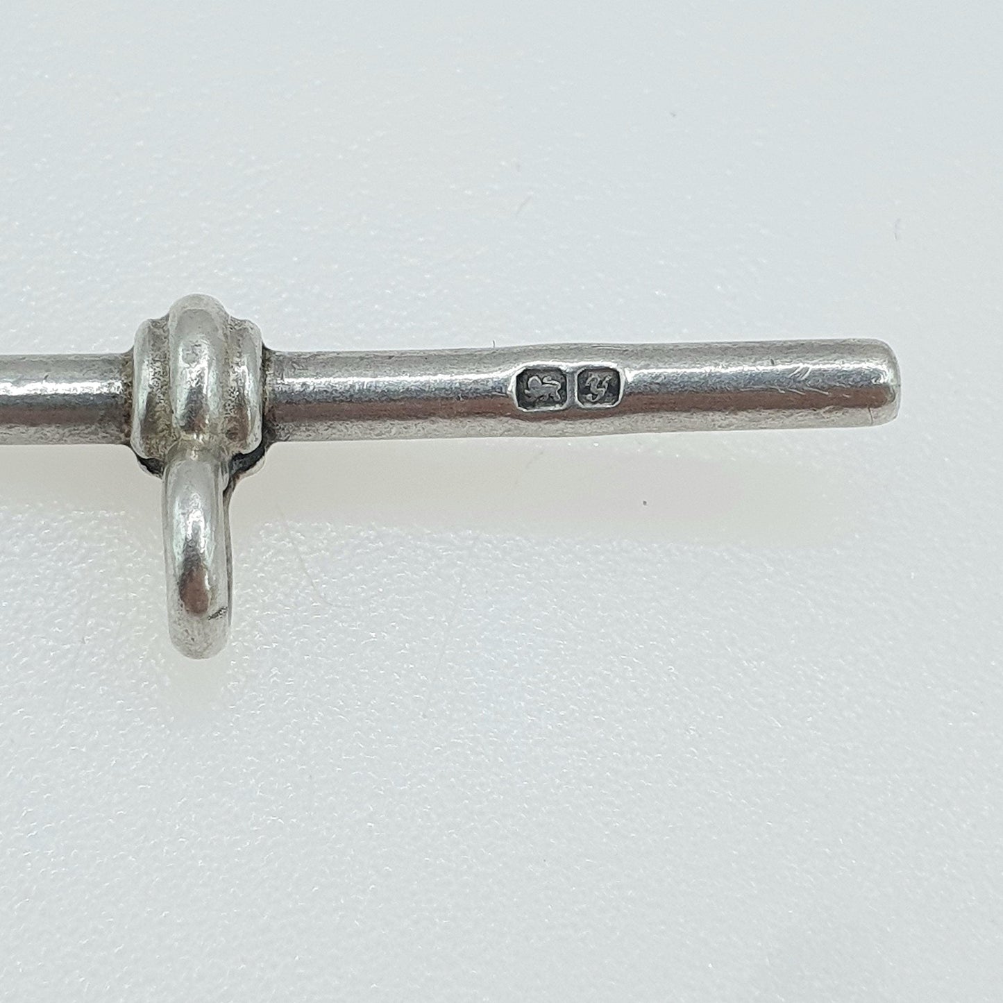 Antique Sterling Silver T Bar Pendant Fob Necklace 1924 Hallmark Albert Chain Large Unisex Jewelry Jewellery Charm Womens Mens