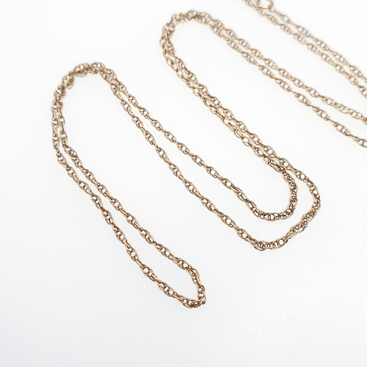 Vintage 9k 9ct Gold Chain Necklace Yellow Rope Link 58cm 22.8" 2.41g Twisting Helix Twist Solid 9kt 375 9 Carat Mens Womens Jewelry