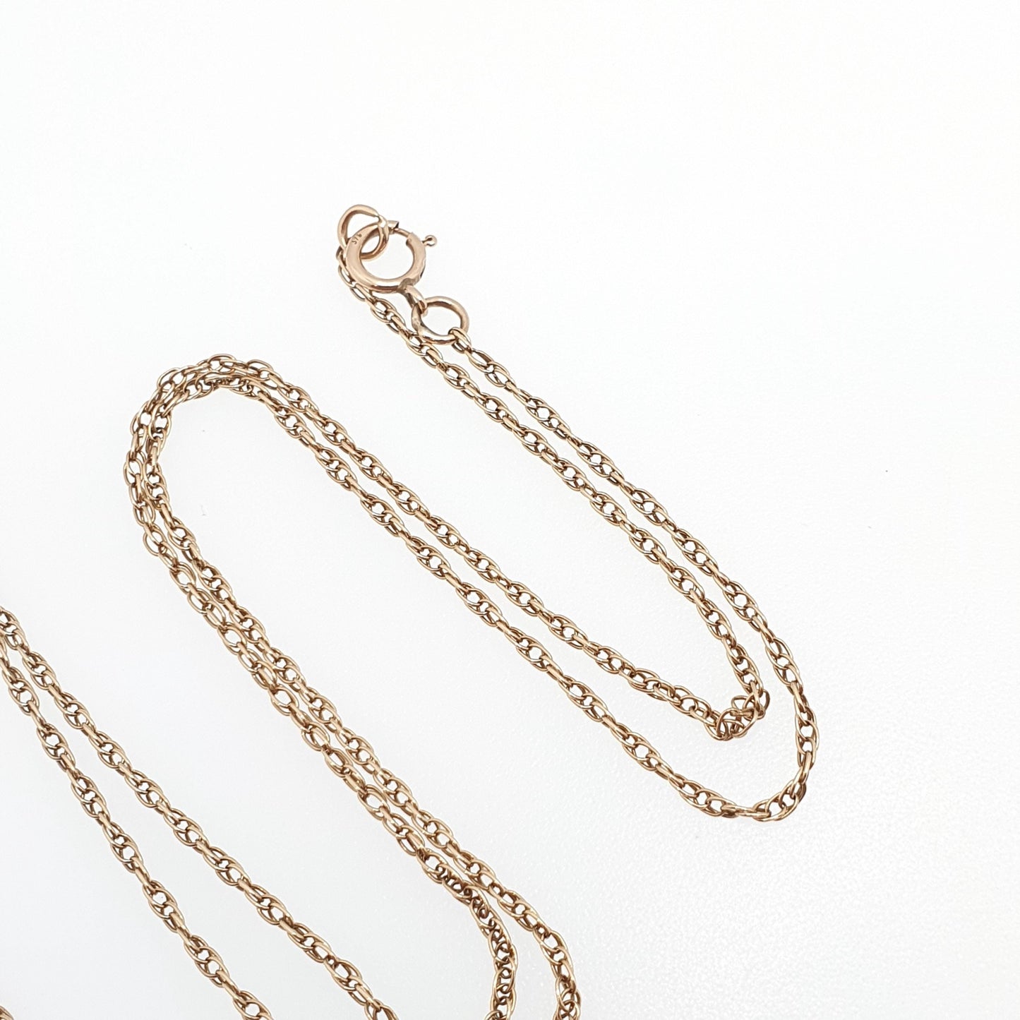 Vintage 9k 9ct Gold Chain Necklace Yellow Rope Link 58cm 22.8" 2.41g Twisting Helix Twist Solid 9kt 375 9 Carat Mens Womens Jewelry