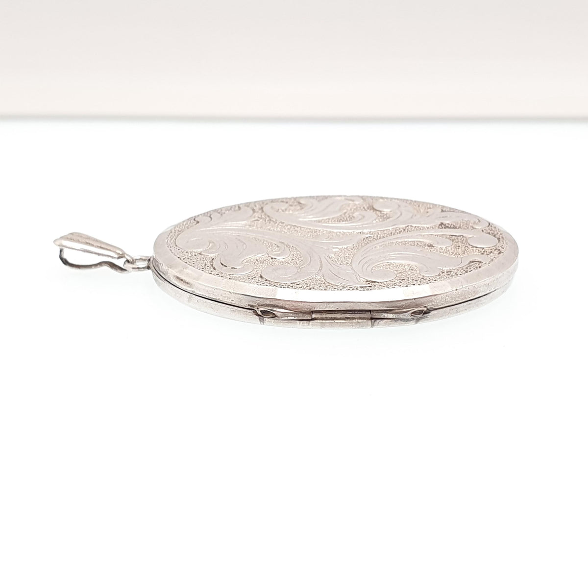 Vintage GEORG JENSEN Sterling Silver Locket Very Large Big 1969 Hallmark Engraved Necklace Pendant Picture Photo Womens Jewelry Jewellery