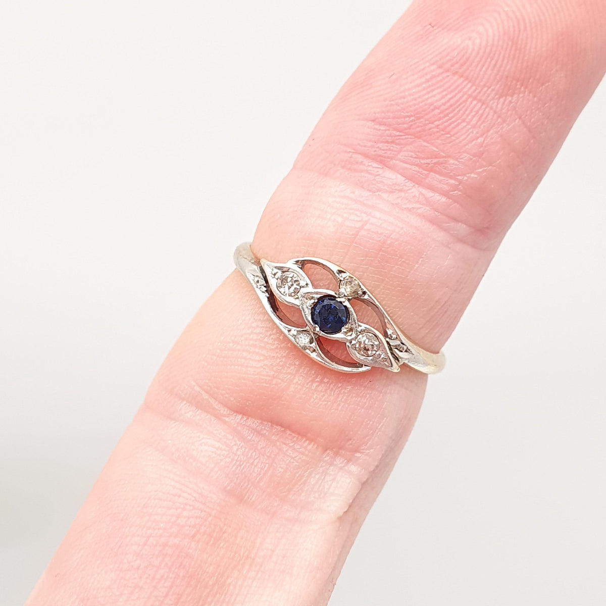 Antique Sapphire & Diamond Ring 18k 18ct Gold Art Deco Platinum Natural Gemstones 1920s Solid 750 Vintage Jewelry Jewellery UK M.5 US 6.5