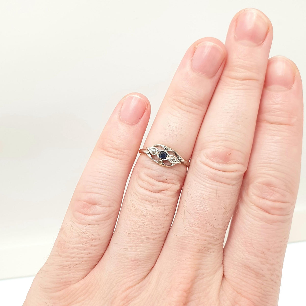 Antique Sapphire & Diamond Ring 18k 18ct Gold Art Deco Platinum Natural Gemstones 1920s Solid 750 Vintage Jewelry Jewellery UK M.5 US 6.5