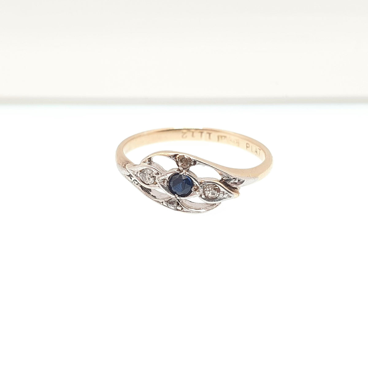 Antique Sapphire & Diamond Ring 18k 18ct Gold Art Deco Platinum Natural Gemstones 1920s Solid 750 Vintage Jewelry Jewellery UK M.5 US 6.5