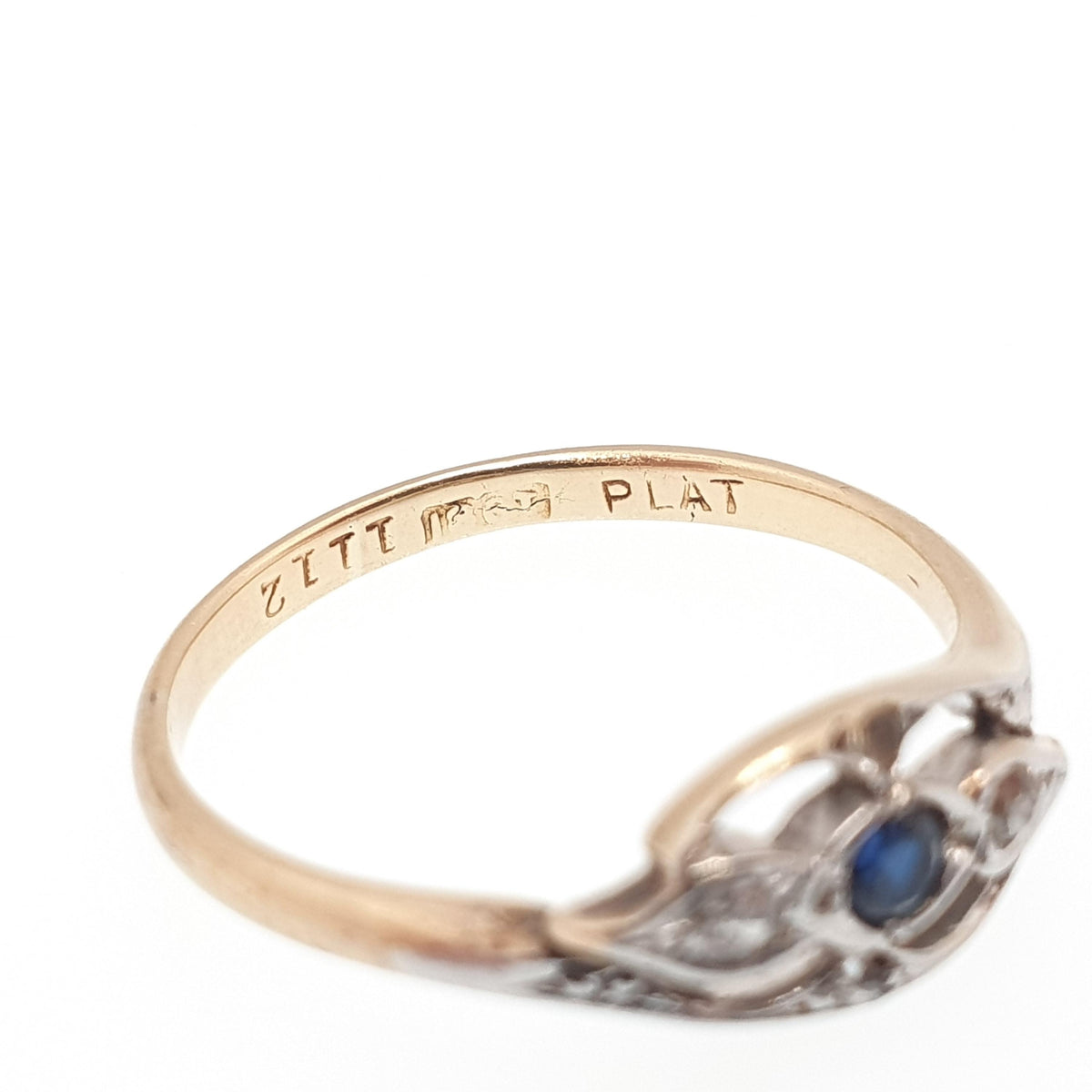 Antique Sapphire & Diamond Ring 18k 18ct Gold Art Deco Platinum Natural Gemstones 1920s Solid 750 Vintage Jewelry Jewellery UK M.5 US 6.5