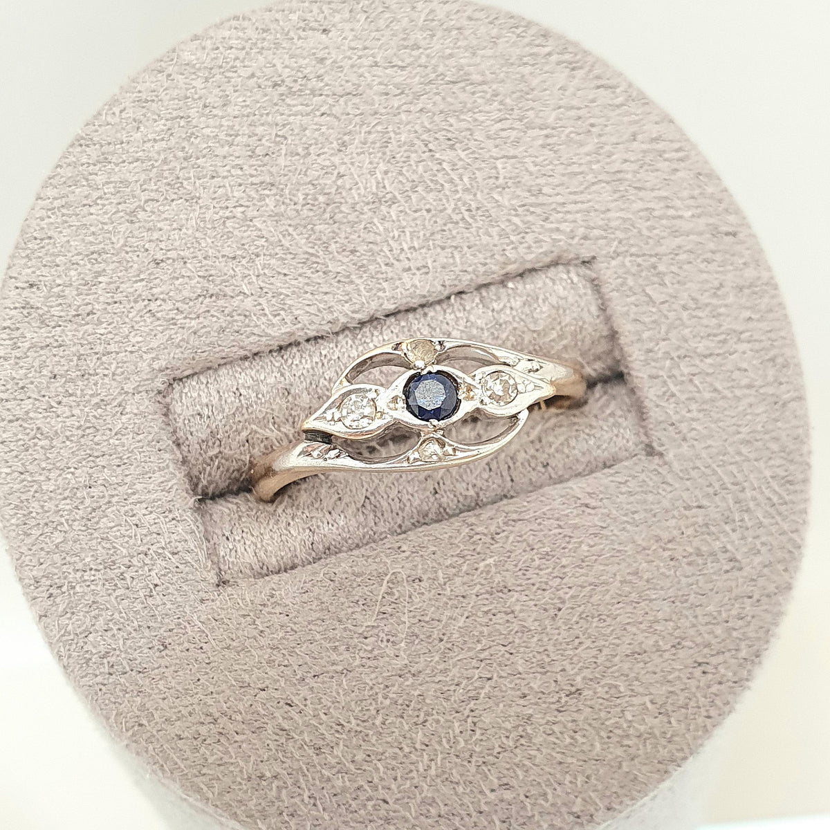 Antique Sapphire & Diamond Ring 18k 18ct Gold Art Deco Platinum Natural Gemstones 1920s Solid 750 Vintage Jewelry Jewellery UK M.5 US 6.5