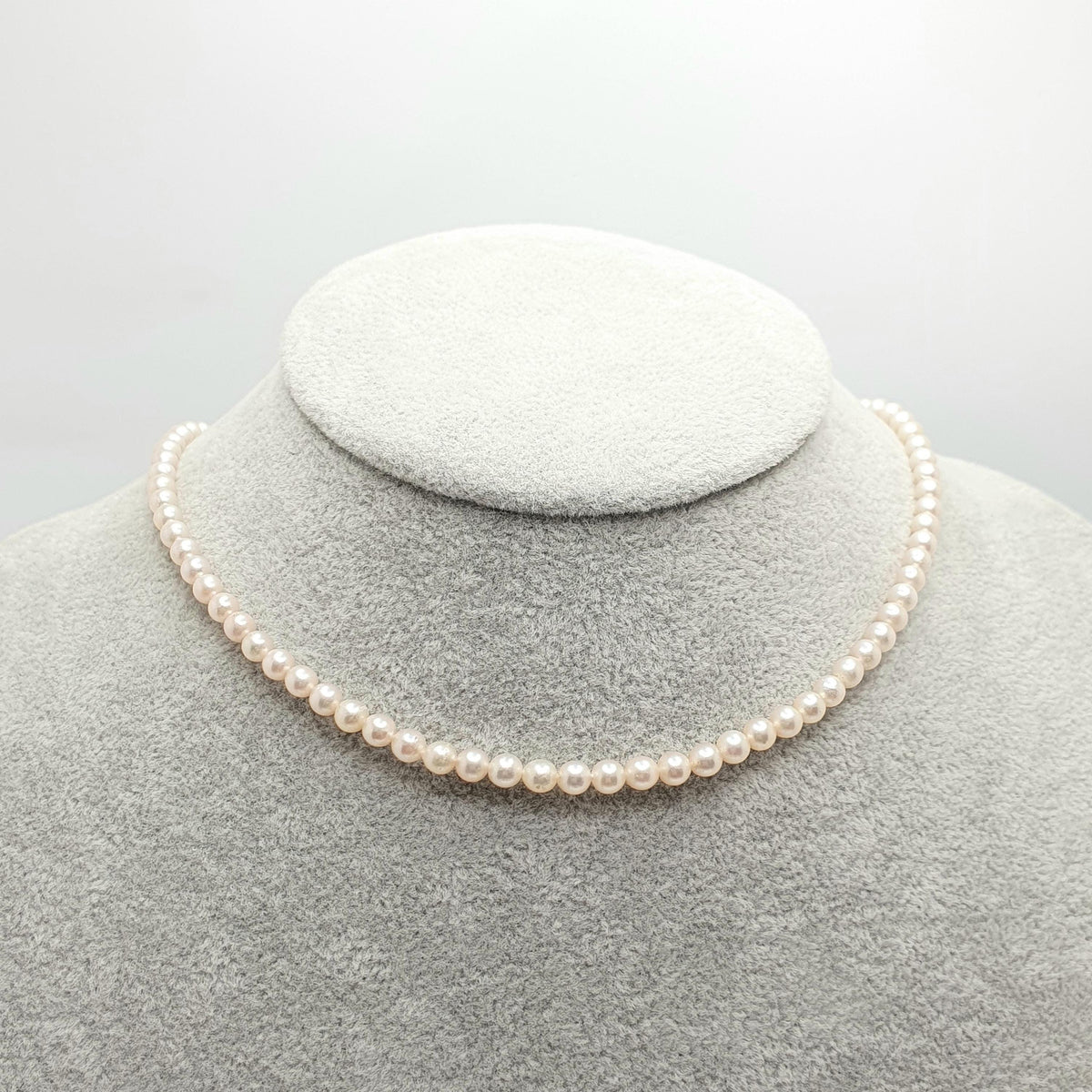 Vintage 9ct Gold Cultured Pearl Necklace Solid 9k 375 Choker Bead Ball 37cm 14.5" 9.14g Genuine Real Pearls Ladies Womens Jewelry Jewellery