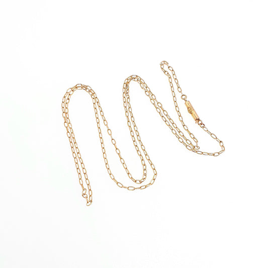 Antique 9ct 9k Gold Chain Necklace Victorian Cable Link Oval Solid 375 45cm 17.7" 1.49g Barrel Clasp Vintage Mens Womens Jewelry