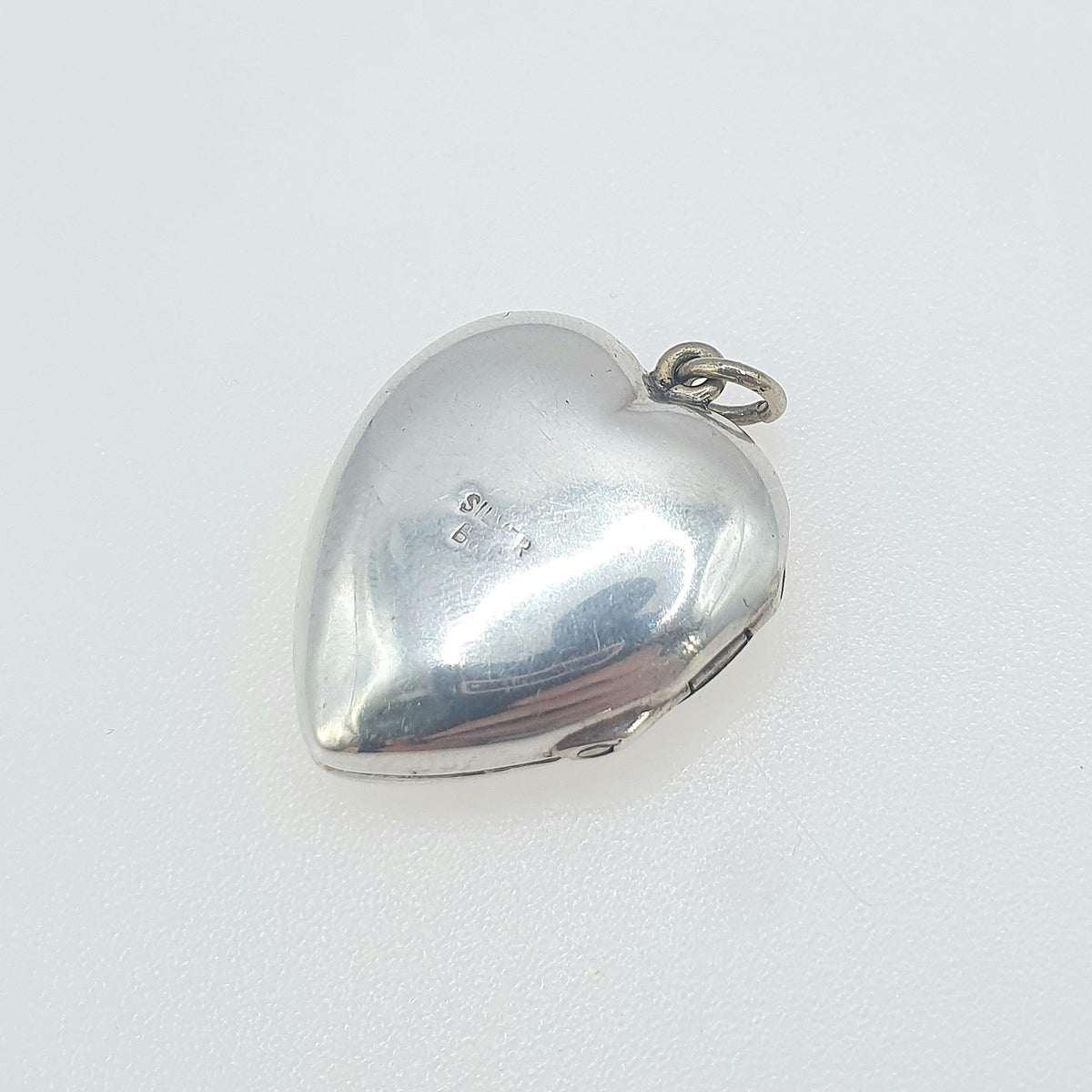 Antique Solid Silver Back and Front Heart Locket Art Deco Photo Keepsake Hand Engraved Front Womens Jewelry Vintage Jewellery