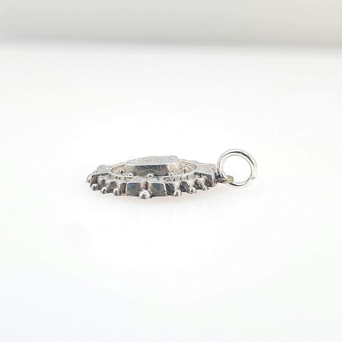 Antique Victorian Solid Silver Etrsucan Pendant Necklace Charm Aesthetic Beaded Womens Jewellery Mens Jewelry Unisex