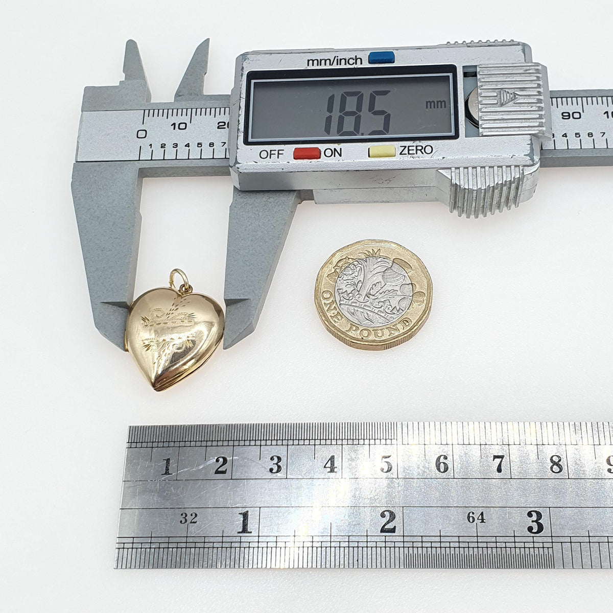 Antique 9ct Gold Heart Locket 9k 9kt Back and Front Hand Engraved Necklace Keepsake Love Vintage Jewelry Womens Jewellery