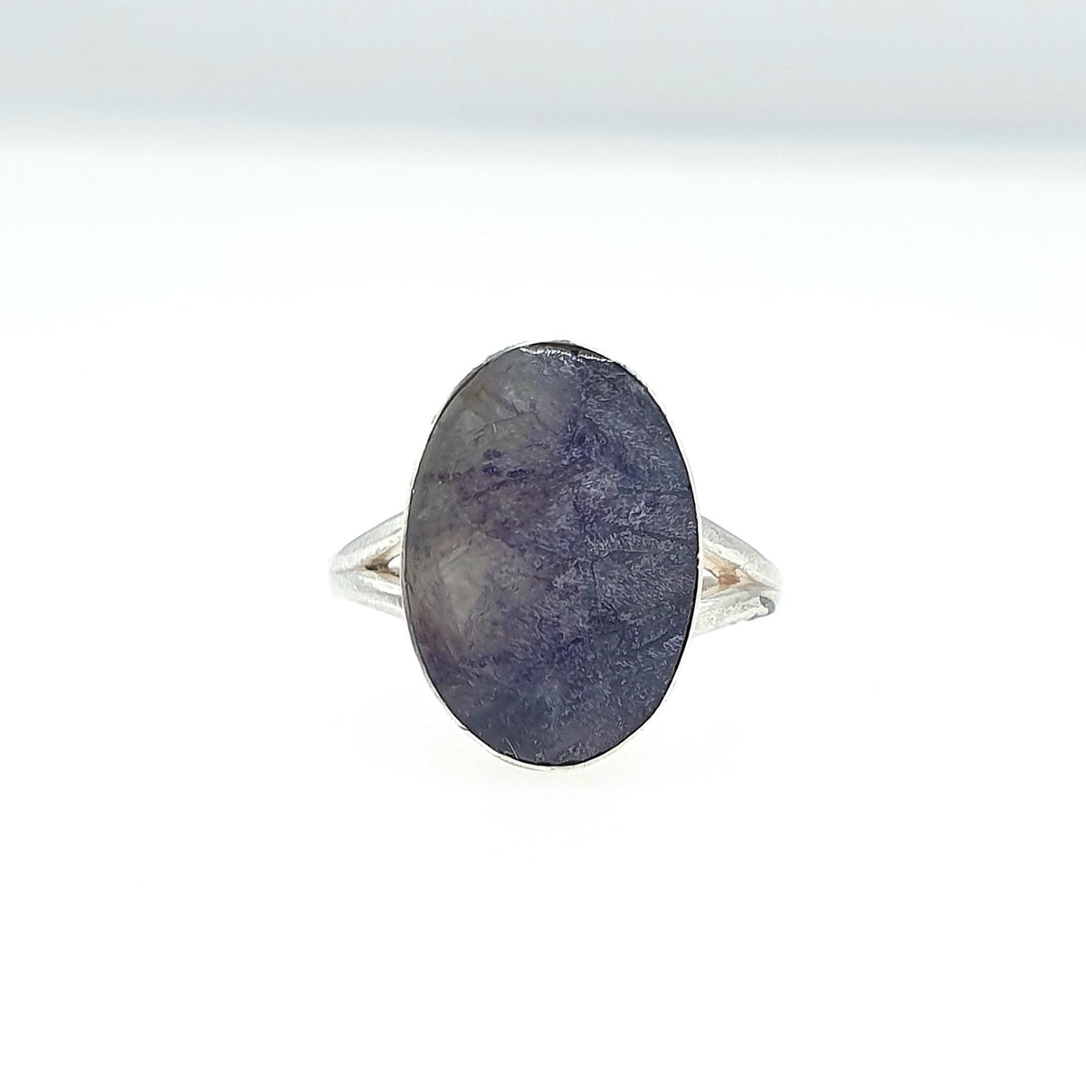 Antique Solid Silver Blue John Ring Signet Oval Cut Cabochon Genuine Womens Rare Fluorite Gemstone Mens Jewelry Jewellery UK I.5 US 4.5