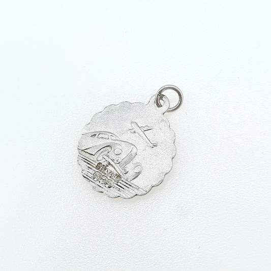 Vintage Sterling Silver GEORG JENSEN St Christopher Pendant Necklace Double Sided Car Plane Womens Mens Unisex Jewellery Jewelry