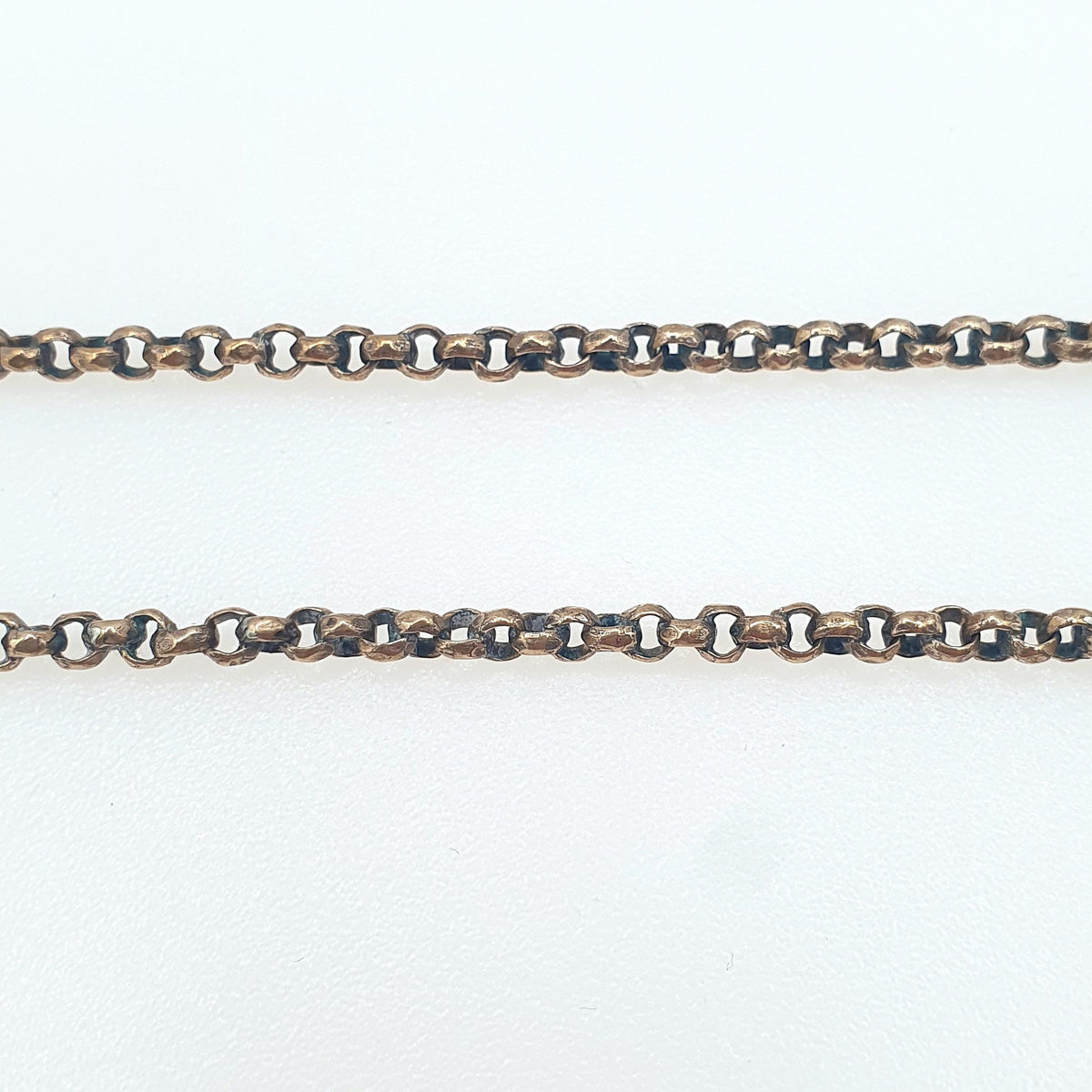 Antique Victorian Rose Gold Gilt Belcher Chain Necklace Faceted Rolo Round Links 7.07g 38.5cm Vintage Jewelry Jewellery Womens