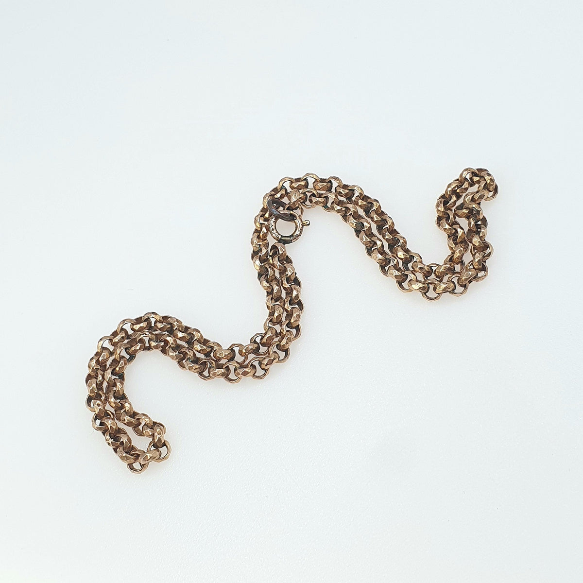 Antique Victorian Rolled Gold Belcher Chain Necklace 41cm 16.1" 20.04g Rose Gold Filled Faceted Rolo Round 1800s Vintage Jewelry Jewellery