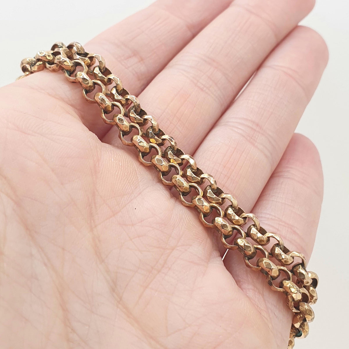 Antique Victorian Rolled Gold Belcher Chain Necklace 41cm 16.1" 20.04g Rose Gold Filled Faceted Rolo Round 1800s Vintage Jewelry Jewellery