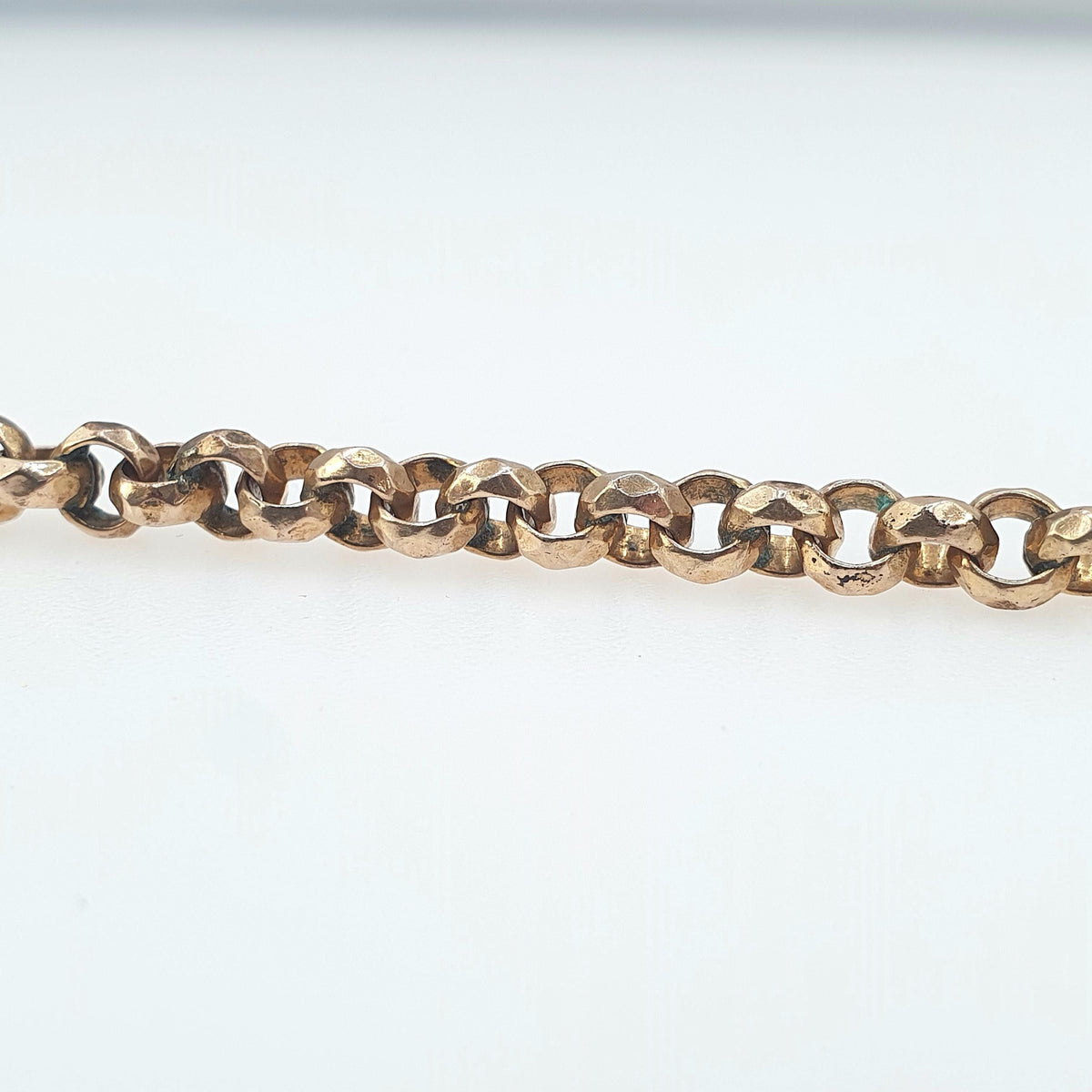 Antique Victorian Rolled Gold Belcher Chain Necklace 41cm 16.1" 20.04g Rose Gold Filled Faceted Rolo Round 1800s Vintage Jewelry Jewellery