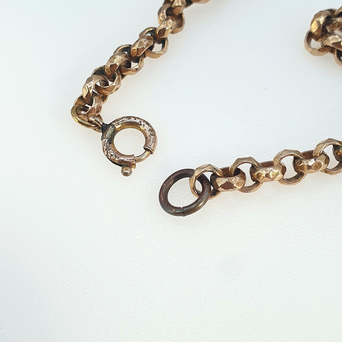Antique Victorian Rolled Gold Belcher Chain Necklace 41cm 16.1" 20.04g Rose Gold Filled Faceted Rolo Round 1800s Vintage Jewelry Jewellery