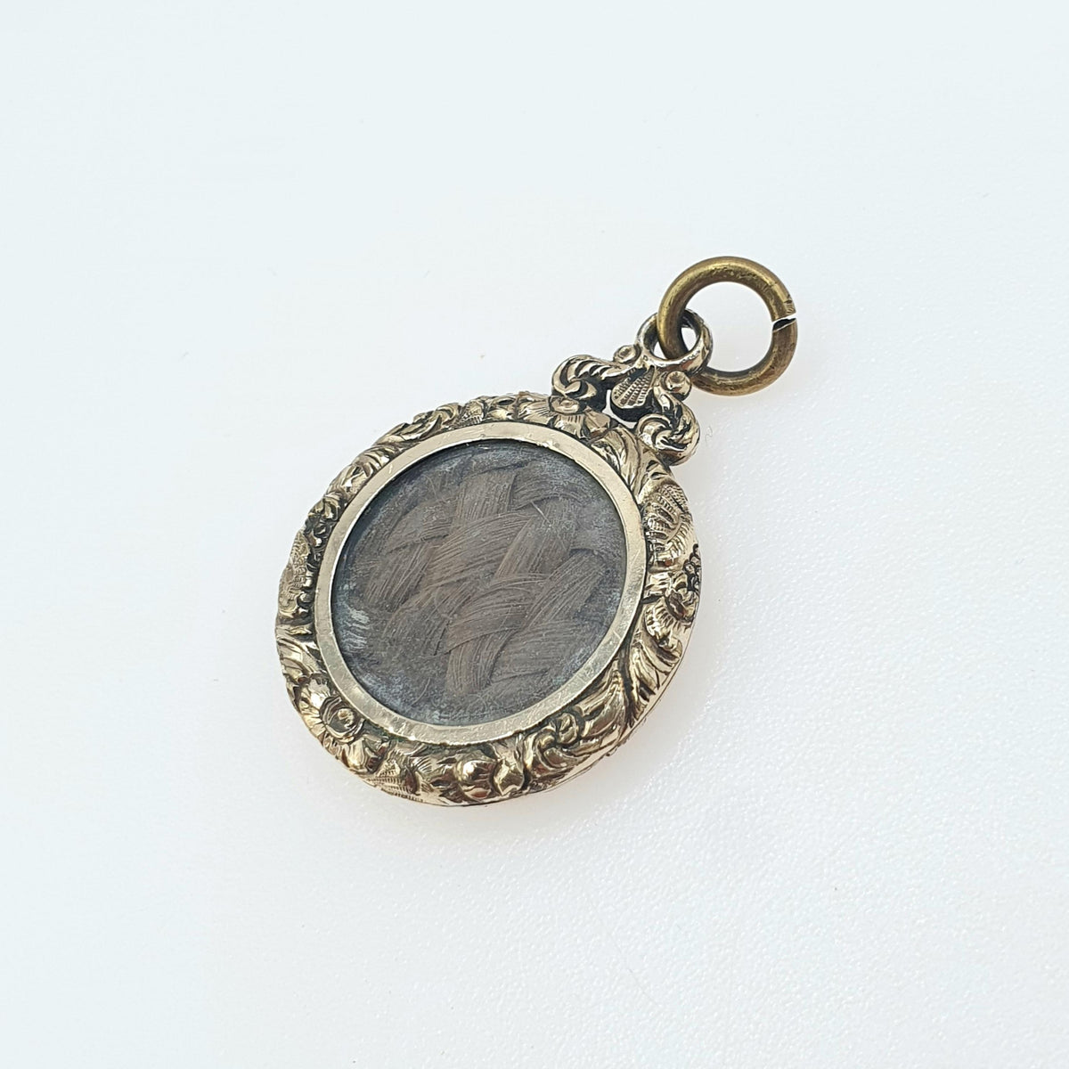 Antique Rolled Gold Mourning Locket Pendant Braided Hair Chased Border Gold Filled Keepsake Womens Jewelry Jewellery