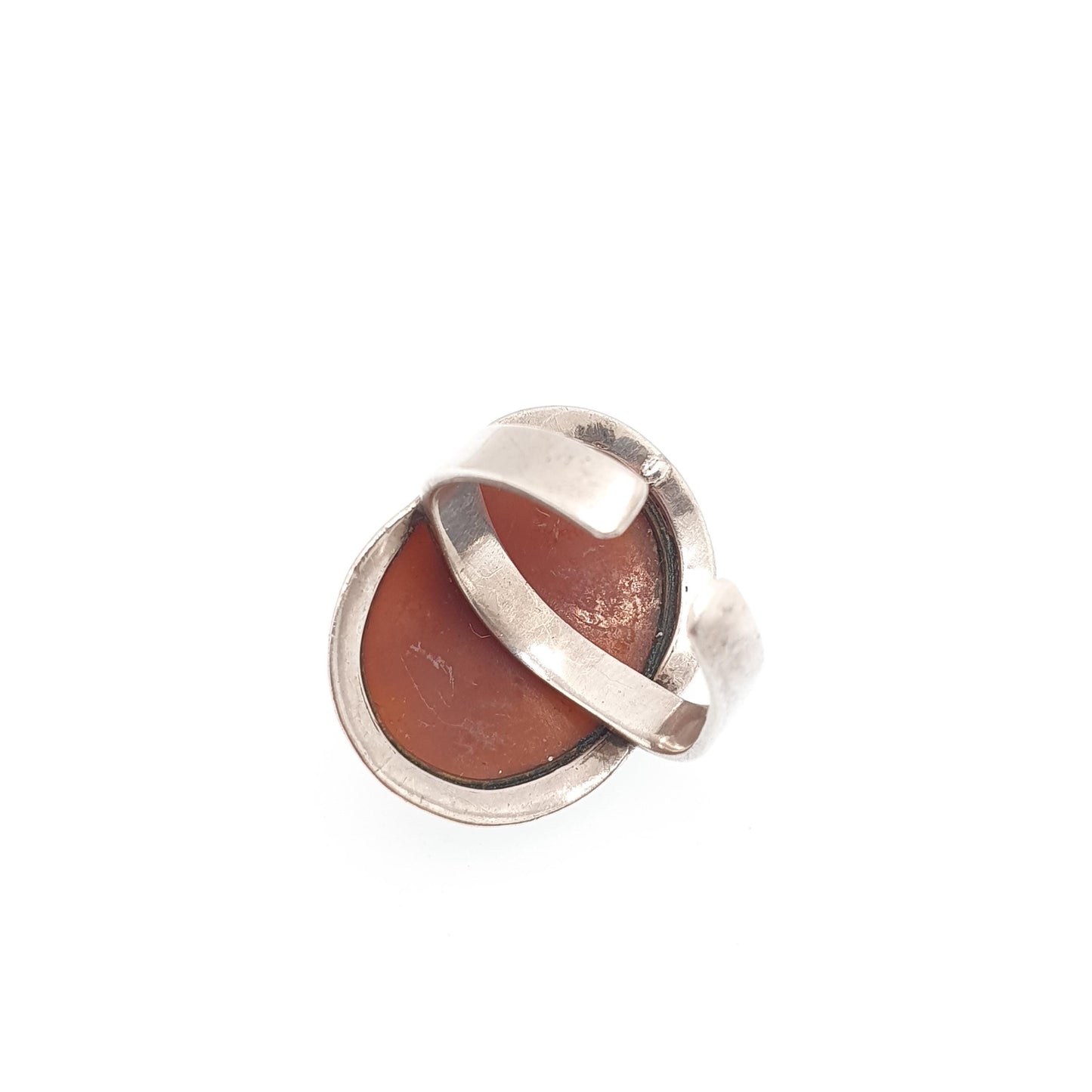 Antique Victorian Solid Silver Cameo Ring Hand Engraved and Carved High Relief Genuine Shell Vintage 1800s Womens Signet Jewelry