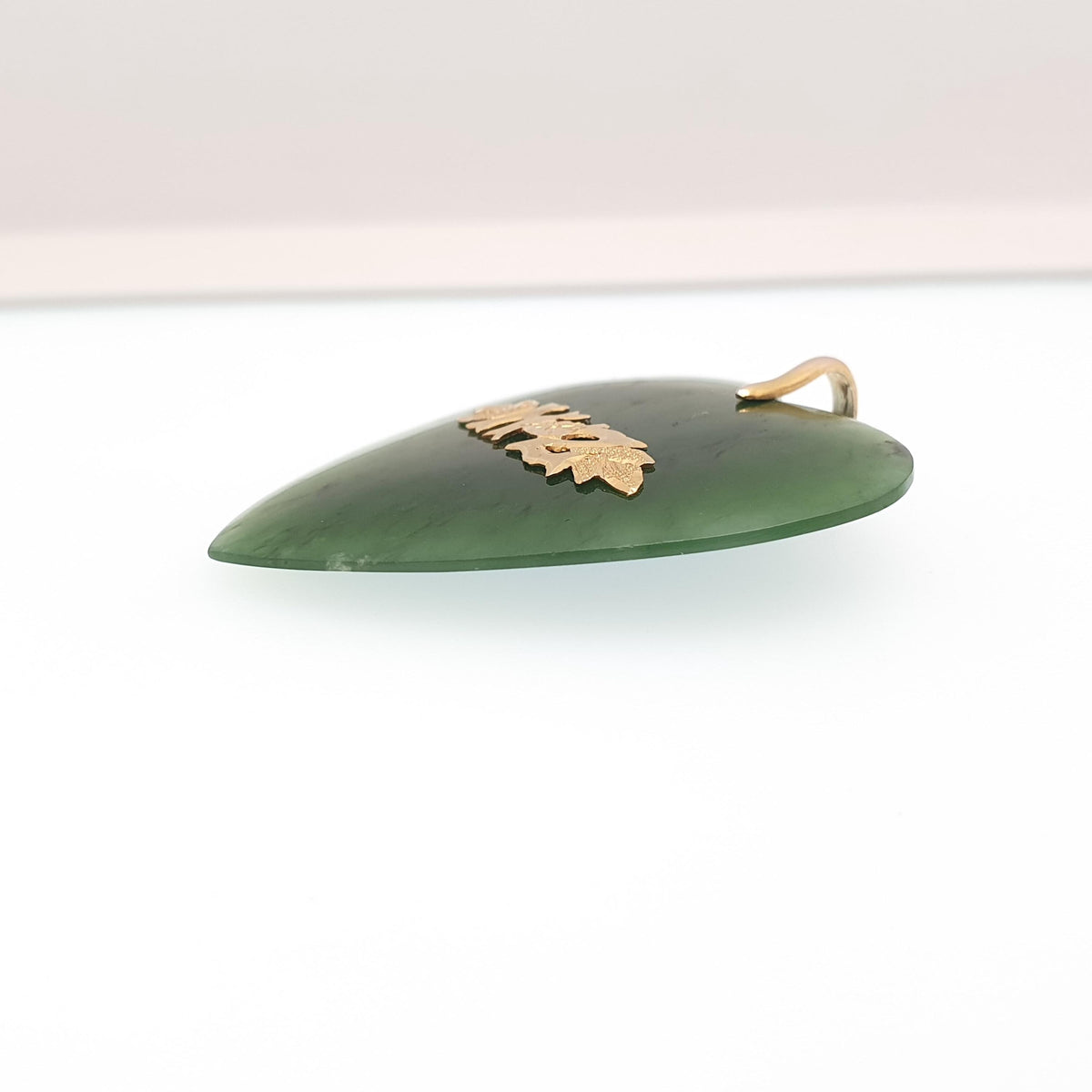 Antique 9ct Gold New Zealand Jade Heart Pendant Necklace NZ Victorian Maori Nephrite Solid 375 9k Large Big Vintage Jewellery Jewelry