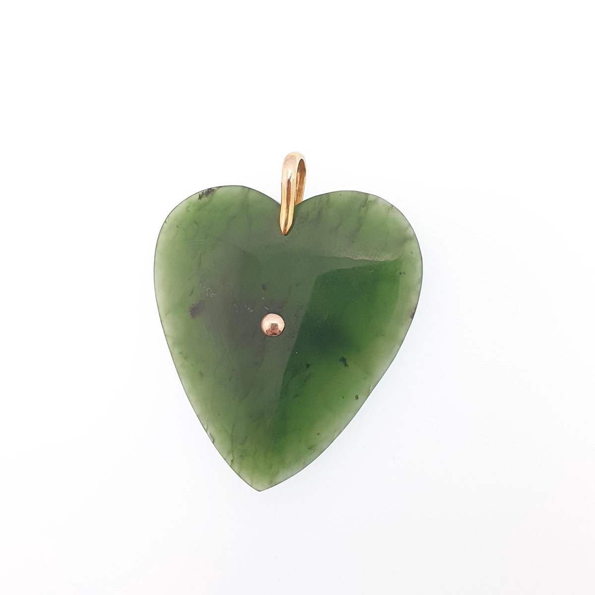 Antique 9ct Gold New Zealand Jade Heart Pendant Necklace NZ Victorian Maori Nephrite Solid 375 9k Large Big Vintage Jewellery Jewelry