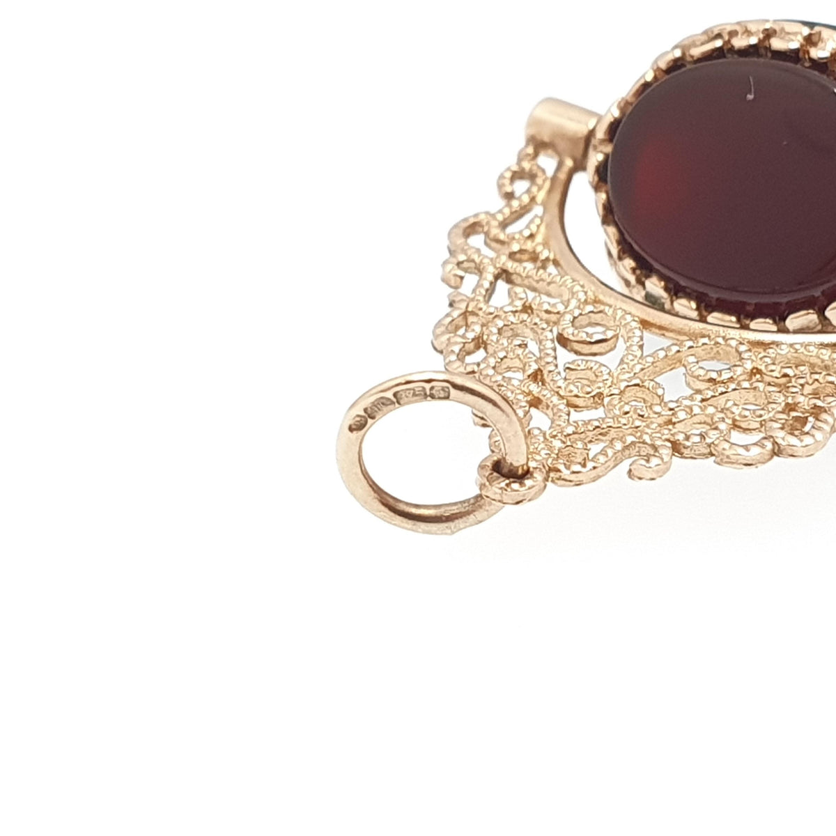 Vintage 9ct 9k Gold Spinner Fob Pendant Bloodstone Onyx Carnelian Necklace Victorian Style Jewelry Jewellery