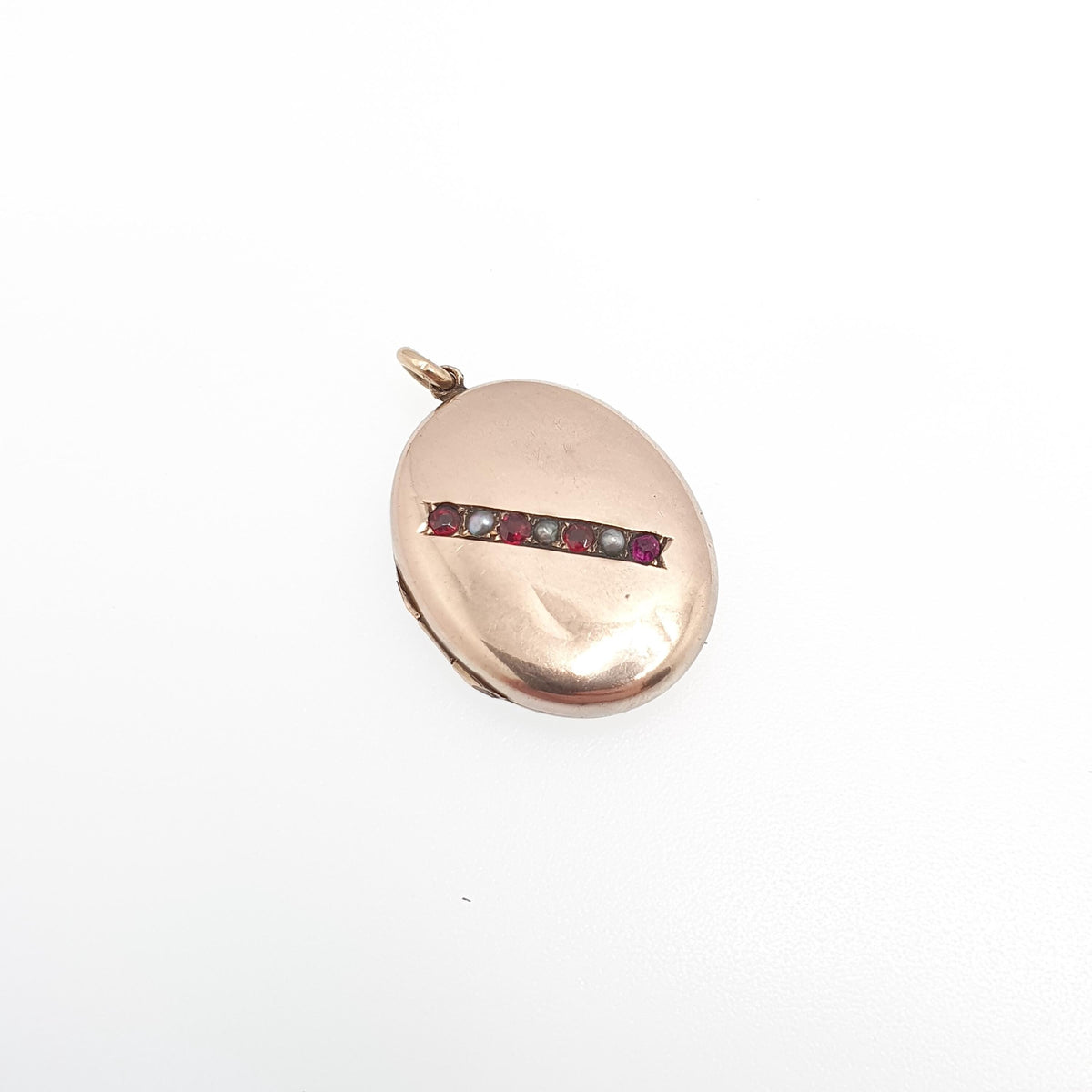 Antique 9ct Gold Ruby Paste Locket Seed Pearl 9k Back & Front Victorian Oval Pendant Picture Photo Vintage Jewelry Jewellery