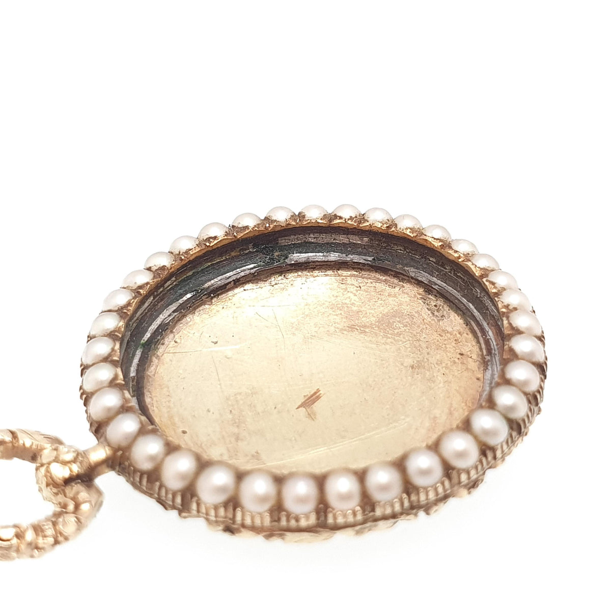 Antique 14k Gold Seed Pearl Locket Victorian Chased Solid 14kt 585 Round Circle Pocket Watch Style Yellow Vintage Jewelry Jewellery