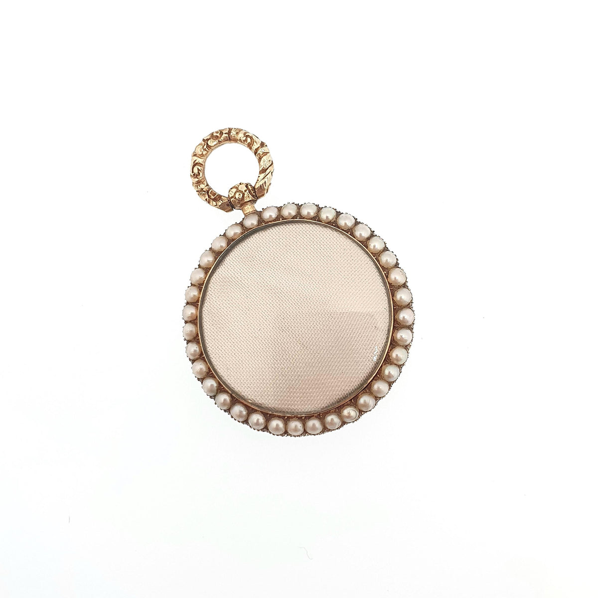 Antique 14k Gold Seed Pearl Locket Victorian Chased Solid 14kt 585 Round Circle Pocket Watch Style Yellow Vintage Jewelry Jewellery