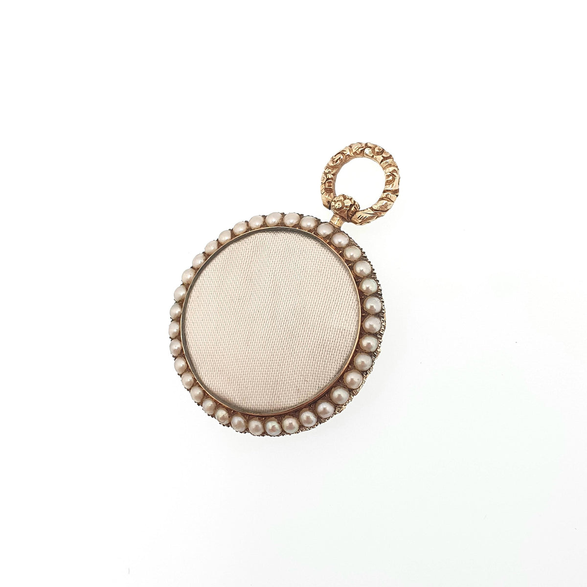 Antique 14k Gold Seed Pearl Locket Victorian Chased Solid 14kt 585 Round Circle Pocket Watch Style Yellow Vintage Jewelry Jewellery