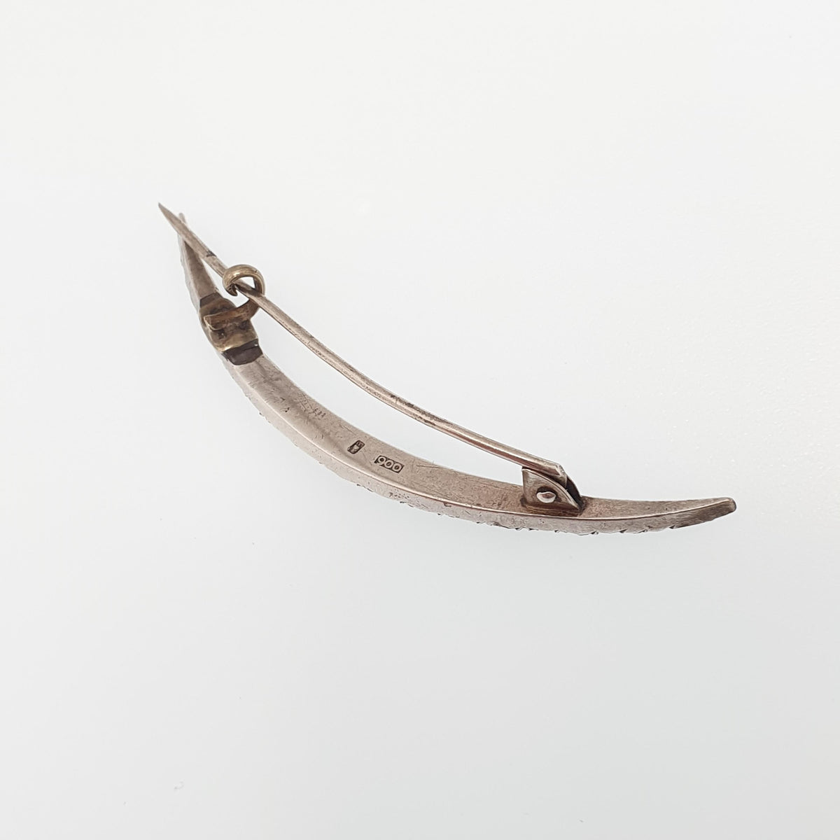 Antique Solid Silver Crescent Moon Diamond Paste Brooch Victorian Sparkly Vintage Celestial Womens Jewelry Jewellery 1800s