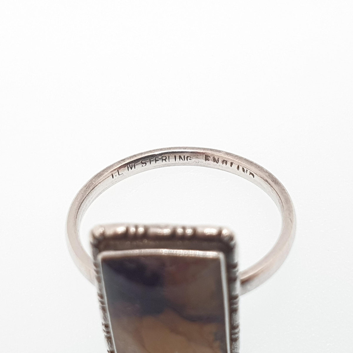 Antique Sterling Silver Blue John Ring Art Deco Thomas L Mott TLM Art Deco 1920s Rectangular Bleu Jaune Womens Vintage Jewelry Jewellery