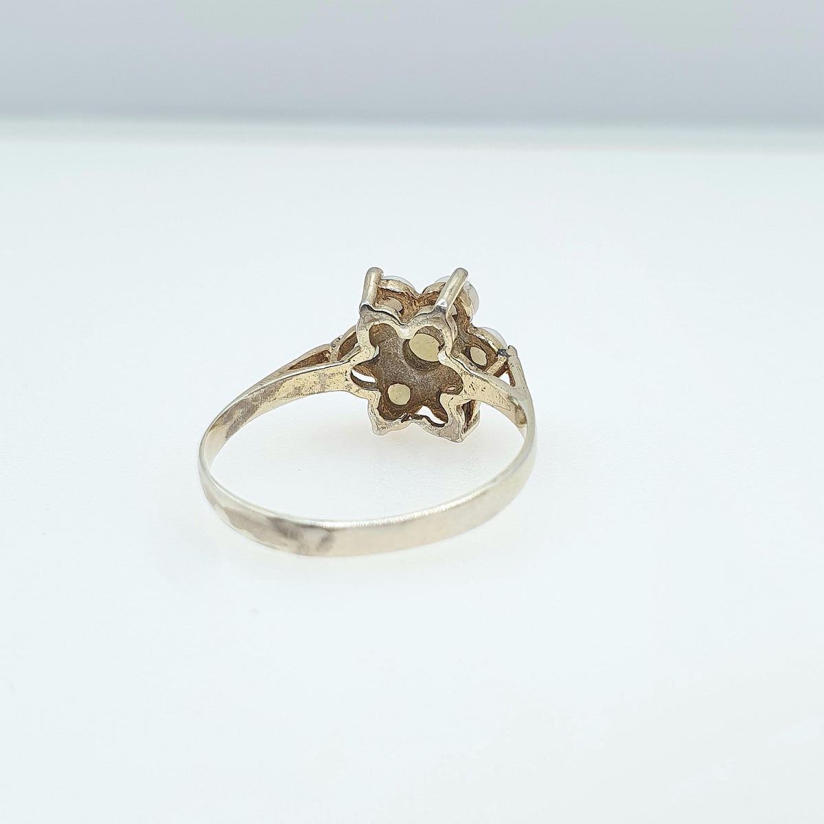 Vintage Rolled Gold Opal Ring Cluster Genuine White Opals Gold Filled Halo Flower Retro Womens Jewelry Jewellery UK P US 7.75
