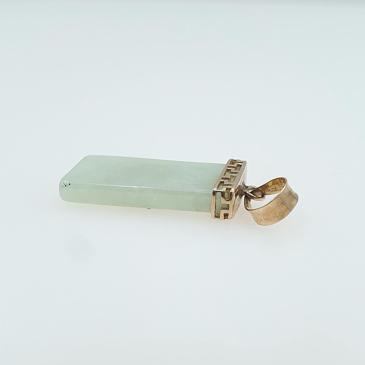 Vintage 9ct Gold Chinese Jade Pendant Necklace Green Jadeite Solid 9k 9kt Good Luck Fortune Charm Women Jewelry Jewellery Men’s Unisex