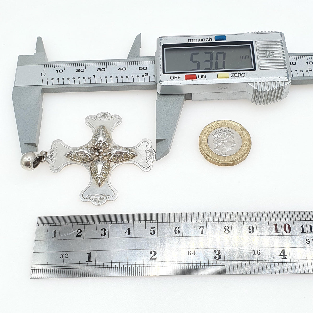 Antique Victorian Solid Silver Cruciform Pendant Large Maltese Cross Crucifix Necklace Religious Big Large Mens Womens Jewelry Jewellery
