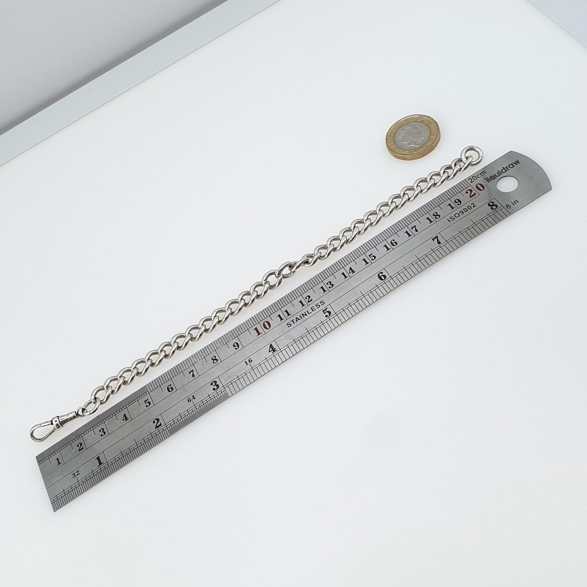 Antique Sterling Silver Albert Chain Bracelet Curb Link Dog Clip 1913 Hallmark 22.58g 21cm Vintage Womens Mens Unisex Jewellery Jewelry