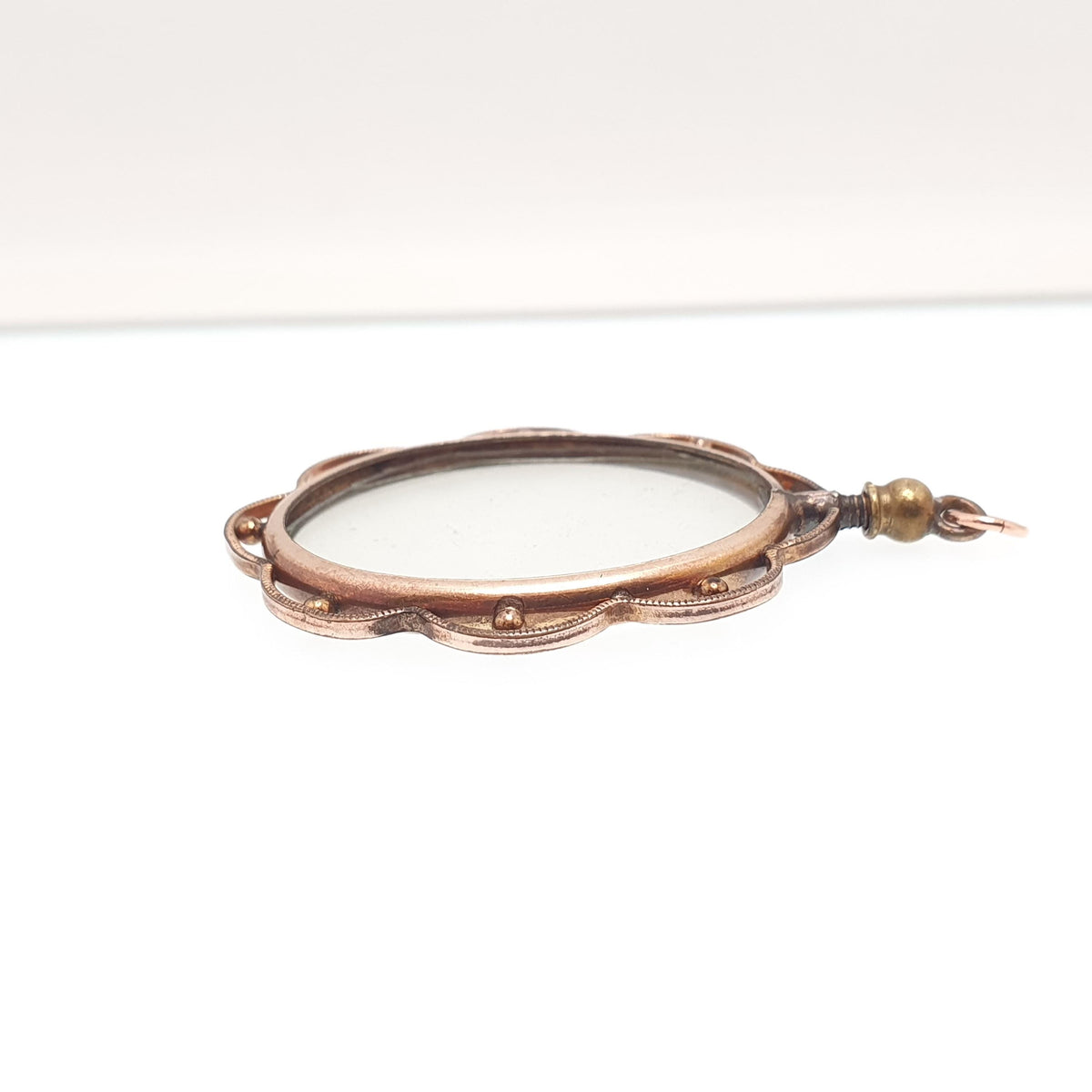 Antique Rose Rolled Gold Locket Picture Pendant Gold Filled Double Sided Large Oval Necklace Photo Vintage