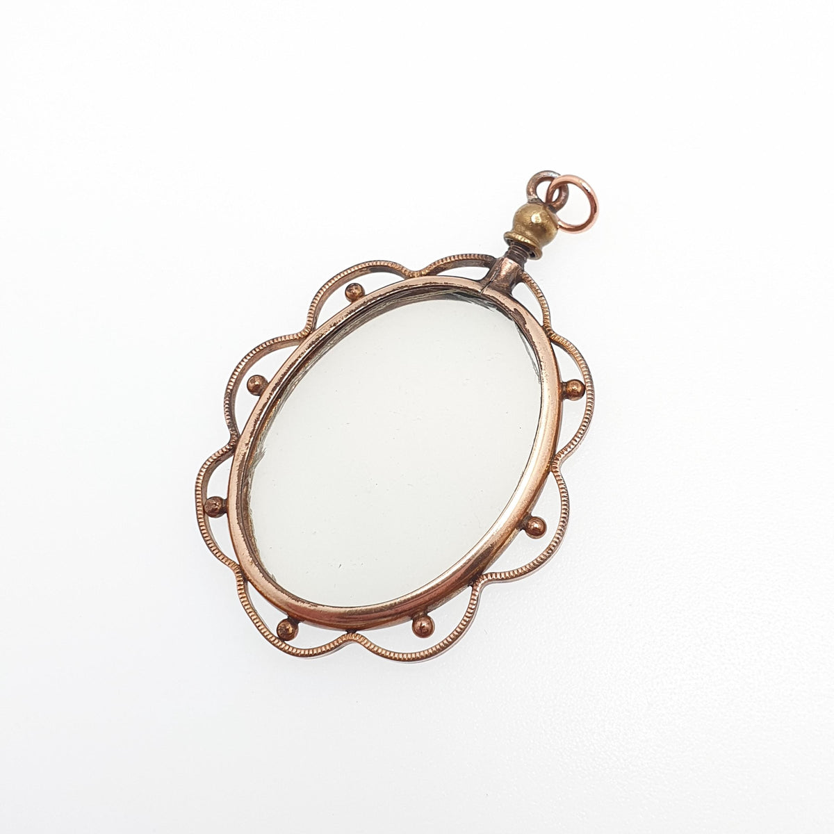 Antique Rose Rolled Gold Locket Picture Pendant Gold Filled Double Sided Large Oval Necklace Photo Vintage