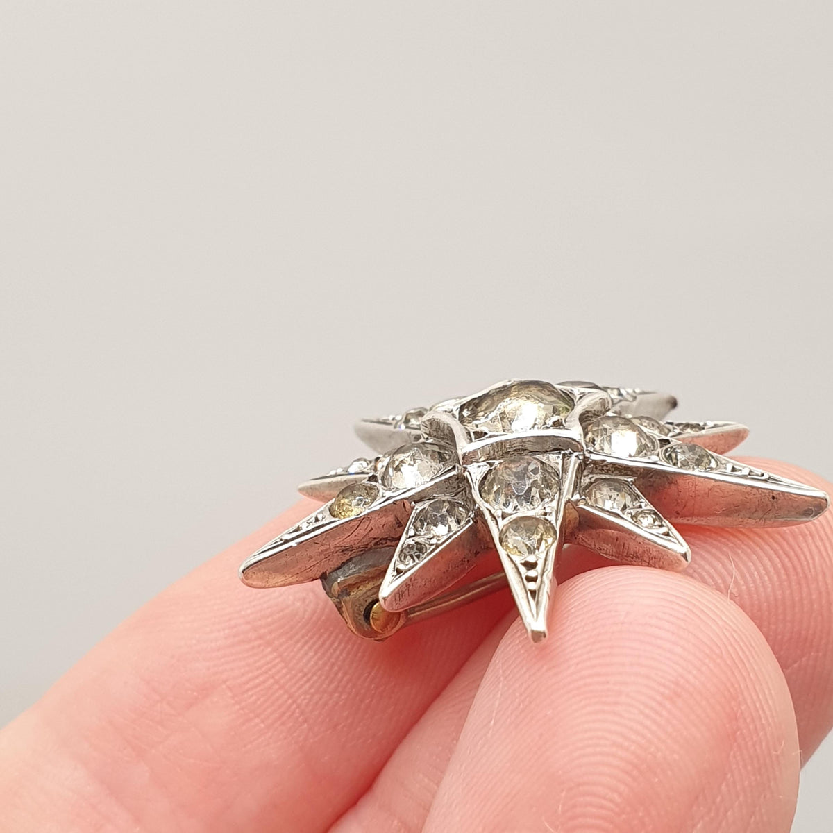 Antique Solid Silver Diamond Paste Star Brooch Victorian Sparkly Pin Celestial Jewelry Jewellery Vintage Starry Night