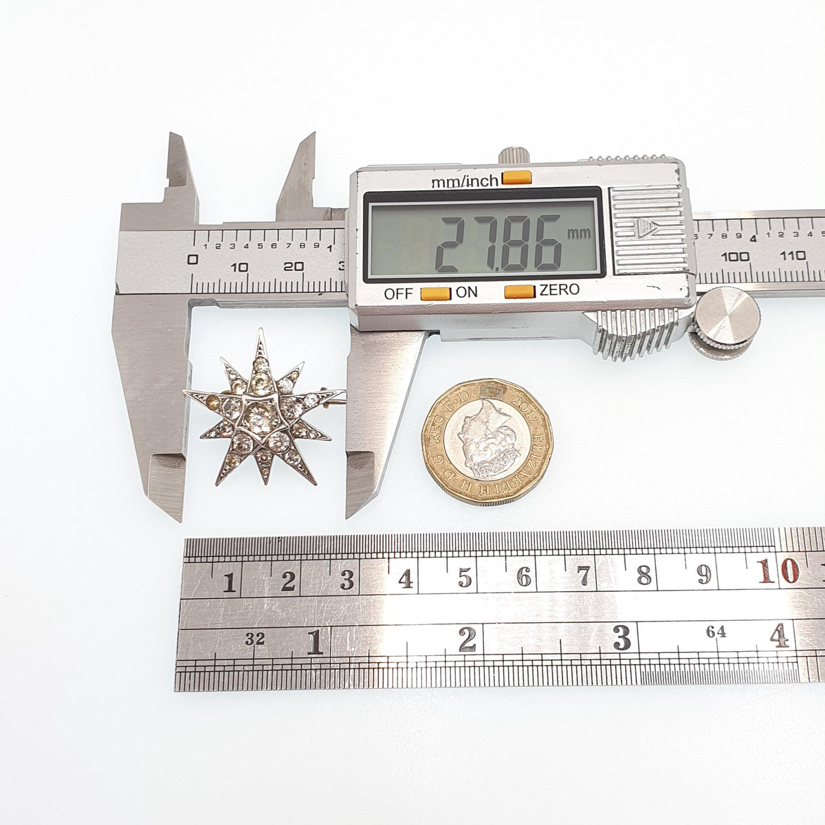Antique Solid Silver Diamond Paste Star Brooch Victorian Sparkly Pin Celestial Jewelry Jewellery Vintage Starry Night