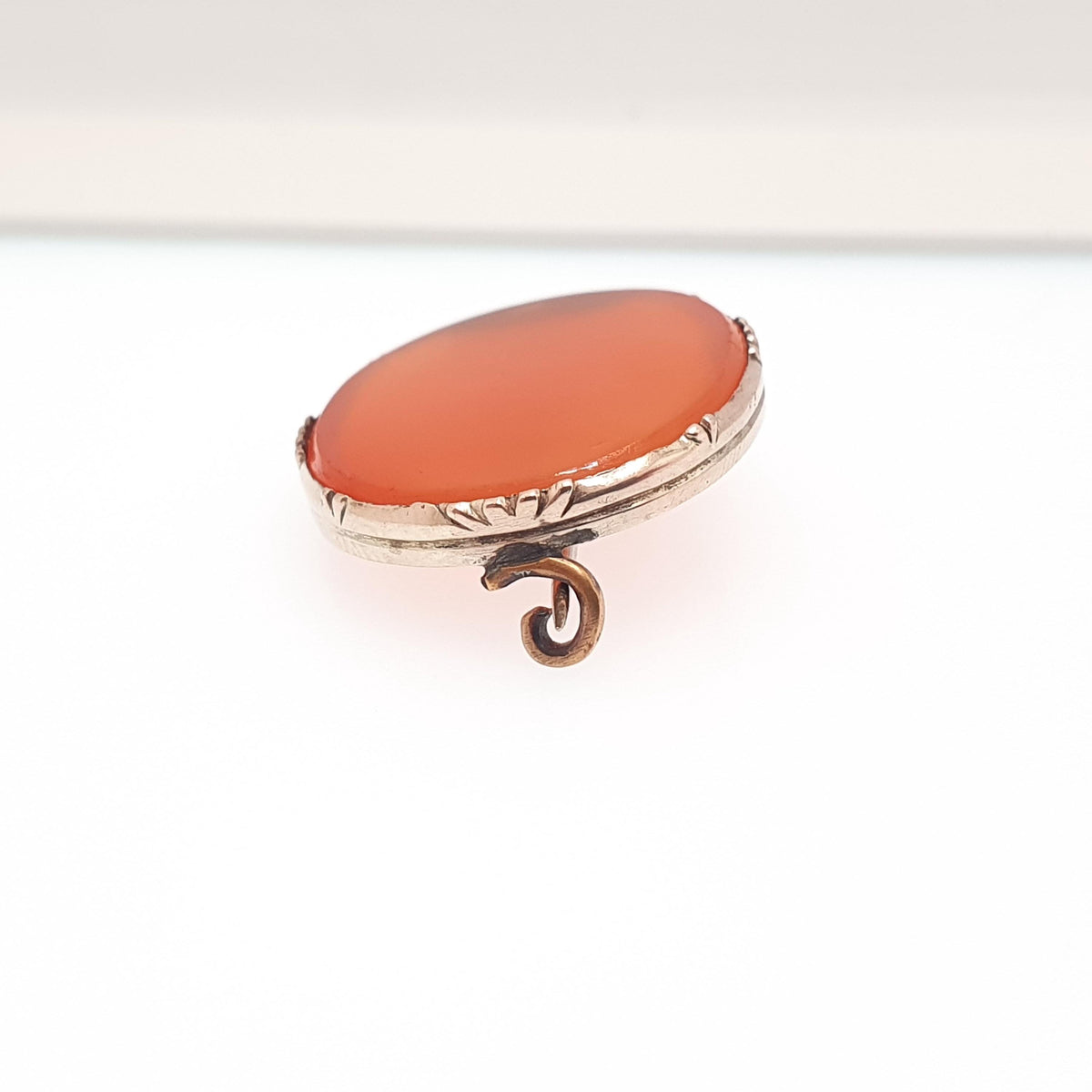 Antique 9ct Gold Carnelian Brooch Victorian Pin Solid 9k 9kt Frame Orange Quartz Gemstone 1800s Womens Jewellery Jewelry
