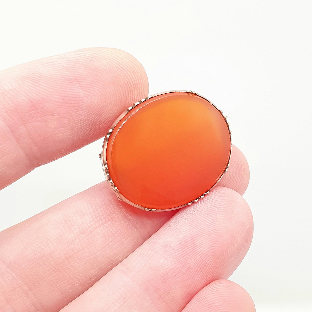 Antique 9ct Gold Carnelian Brooch Victorian Pin Solid 9k 9kt Frame Orange Quartz Gemstone 1800s Womens Jewellery Jewelry