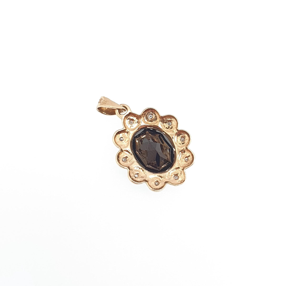 Vintage 9ct Gold Onyx & Diamond Necklace Pendant Solid 9k 375 Cluster Halo Black Oval Cut Women Jewelry Jewellery